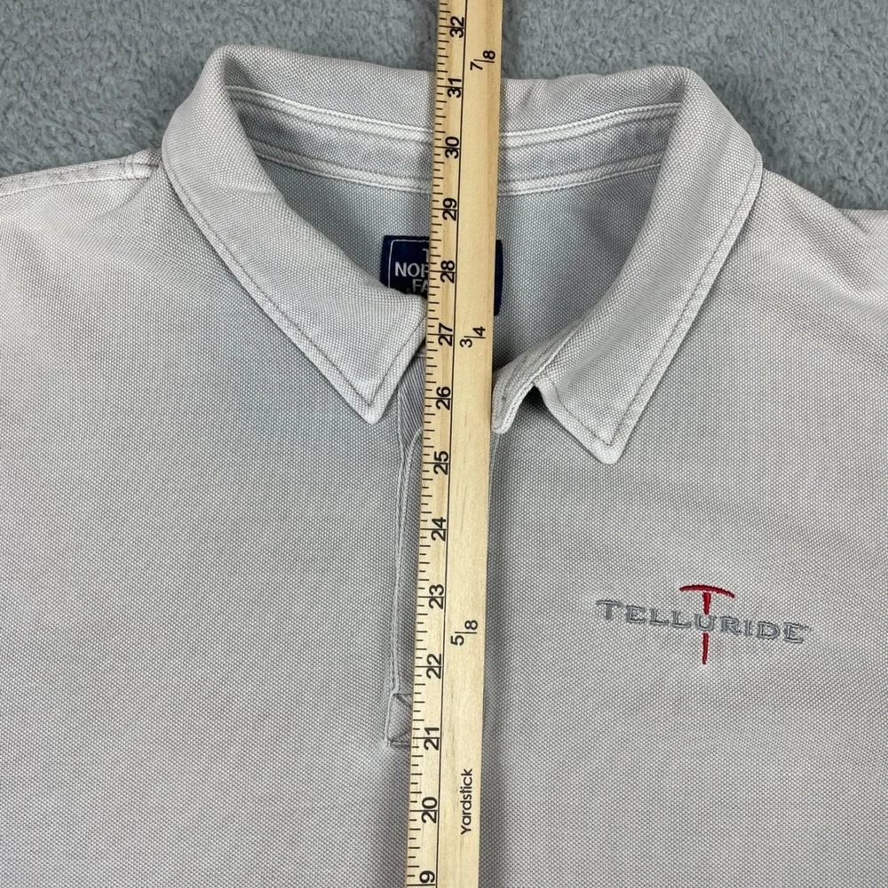 The North Face Telluride Polo Shirt Mens XL Gray Short Sleeve Cotton Pique Logo